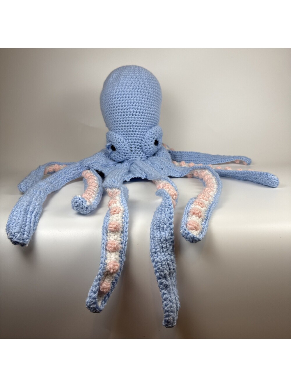 Handmade Large Crochet Octopus Plush 33" Giant Amigurumi Stuffed Blue Yarn Toy